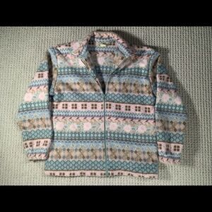 Vintage Teddi Petite Floral Geo Pattern Womens Size PS Zip Up Sweater Jacket USA